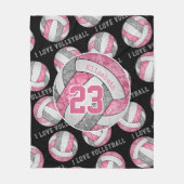 roze grijze witte meisjes houden van volleybal gep fleece deken (Voorkant)