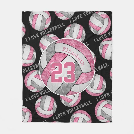 roze grijze witte meisjes houden van volleybal gep fleece deken (Voorkant)