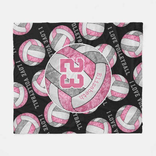 roze grijze witte meisjes houden van volleybal gep fleece deken (Voorkant (Horizontaal))