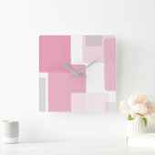 Roze grijze, witte, moderne minimalist vierkante klok (Huis)