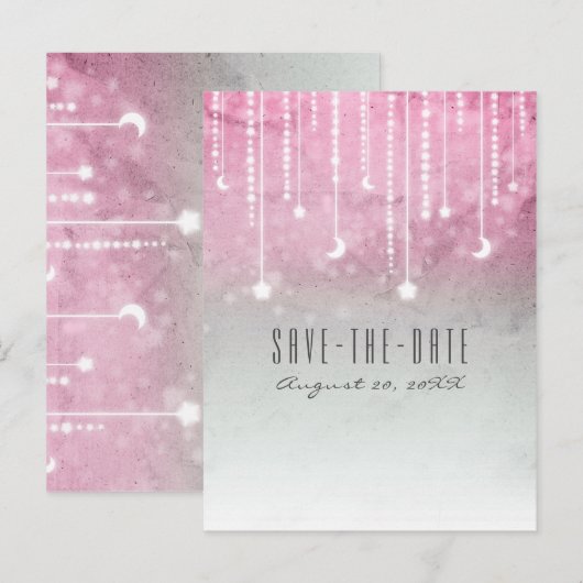 Roze grijze witte moon sterft het hemellichaam spa aankondigingskaart (Voorkant / Achterkant)