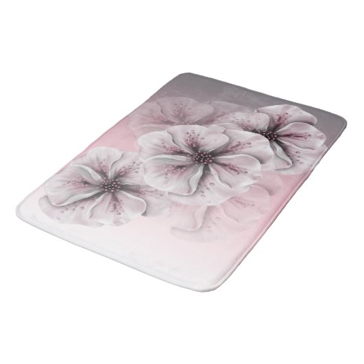 Roze grijze witte ombre Floral Badmat (Gekanteld)
