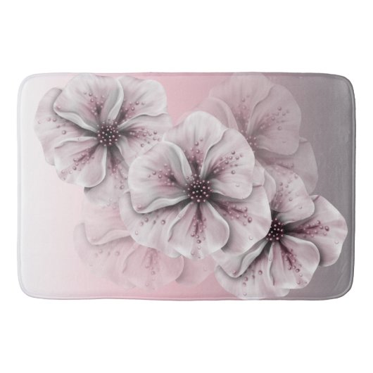 Roze grijze witte ombre Floral Badmat (Voorkant)