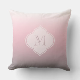 Roze grijze witte ombre monogram kussen