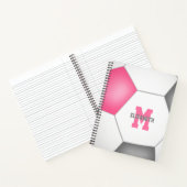 roze grijze witte voetbal met monogram notitieboek (Binnen)