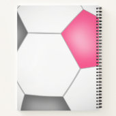 roze grijze witte voetbal met monogram notitieboek (Achterkant)