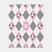 roze grijze witte voetbalstijl fleece deken (Voorkant)