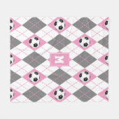 roze grijze witte voetbalstijl fleece deken (Voorkant (Horizontaal))