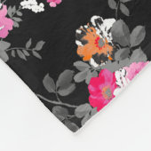  roze grijze zwarte bloemen patroon fleece deken (Hoek)