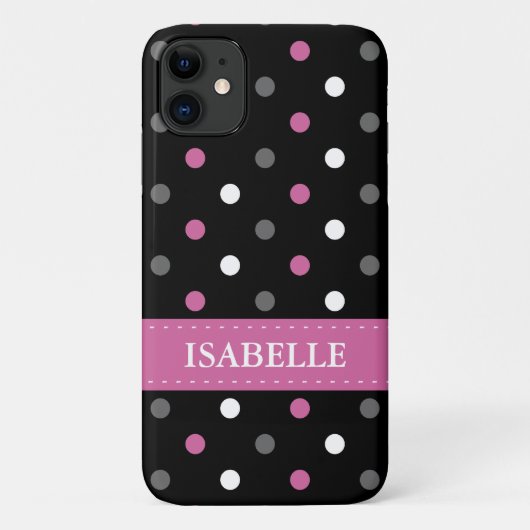 Roze, grijze, zwarte en witte pooldot Case-Mate iPhone case (Achterkant)