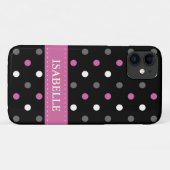 Roze, grijze, zwarte en witte pooldot Case-Mate iPhone case (Achterkant (horizontaal))