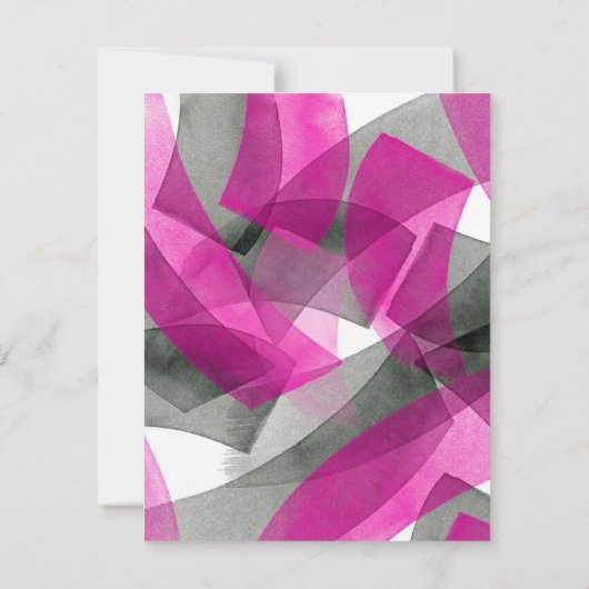 Roze grijze zwarte Waterverf Abstracte penseelstre Kaart (Achterkant)