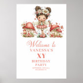 Roze Gril Fee 1e Verjaardag Welkomstposter Poster (Voorkant)