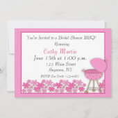 Roze grill BBQ Shower Invitation Kaart (Voorkant)