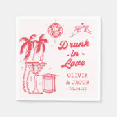 Roze grillig Drink in liefde cocktail bruiloft Servet (Voorkant)