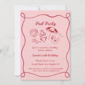 Roze grillig zwembad Party Zomer Bday Uitnodiging (Voorkant)