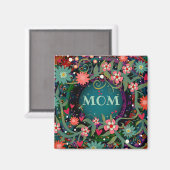 roze grillige bloemen libel mam magneet (Voorkant / Achterkant)