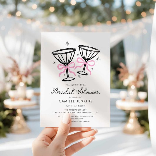 Roze grillige Champagne Bruids Douche Uitnodiging