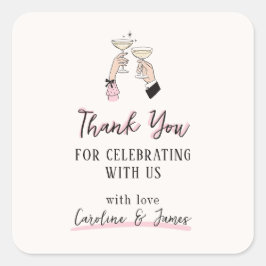 Roze grillige champagne toast Dank u Sticker