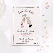 Roze grillige Champagne Toast Handen Save the Date Kaart
