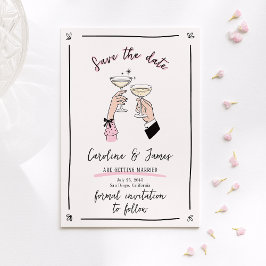 Roze grillige Champagne Toast Handen Save the Date Kaart