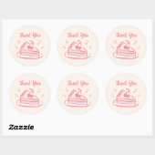 Roze grillige Doodle Hand getrokken taart Dank u Ronde Sticker (Vel)