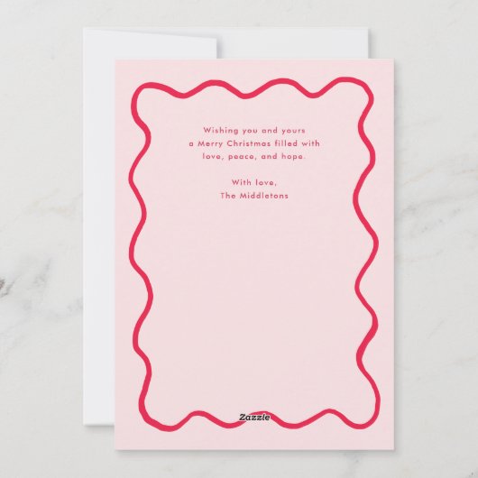 Roze grillige Doodle Wavy Lijst Kerstfoto Feestdagenkaart (Achterkant)