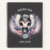 Roze grillige "Dream Big" Kleine Draak Notitieboek (Voorkant)