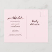 Roze grillige Floral Waterverf Save the Date Aankondigingskaart (Achterkant)