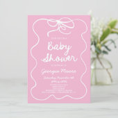 Roze grillige Hand getrokken boog Baby shower Kaart (Staand voorkant)