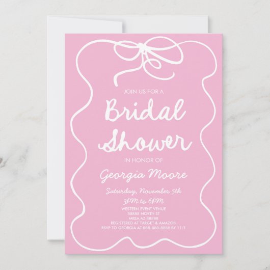 Roze grillige Hand getrokken boog Vrijgezellenfees Kaart (Voorkant)