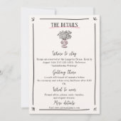 Roze grillige Hand getrokken bruiloft details Kaar Save The Date (Voorkant)