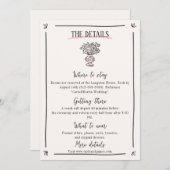 Roze grillige Hand getrokken bruiloft details Kaar Save The Date (Voorkant / Achterkant)