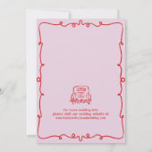 Roze grillige hand getrokken bruiloft Save the dat Kaart (Achterkant)