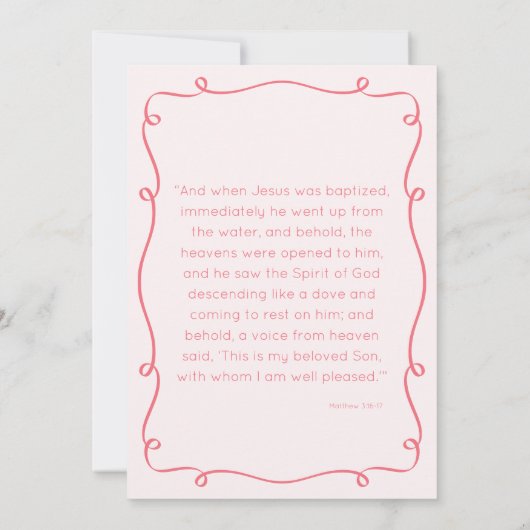 Roze grillige Hand getrokken doop uitnodiging (Achterkant)