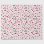 Roze grillige kerst cadeaupapier (Vlak)