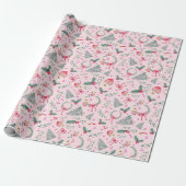 Roze grillige kerst cadeaupapier (Uitgerold)
