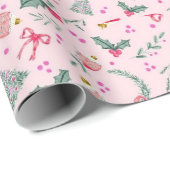 Roze grillige kerst cadeaupapier (Rol Hoek)