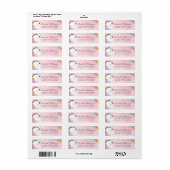 Roze grillige magische eenhoorn vlinder & bloemen etiket (Full Sheet)