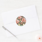Roze grillige paddenstoel gezichten ronde sticker (Envelop)