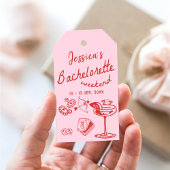 Roze grillige Poker Bachelorette Party Weekend Cadeaulabel