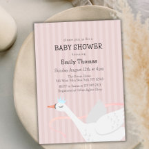 Roze grillige Princess Swan Stripe Baby shower