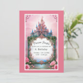 roze grillige prinses sprookjesachtige kasteel ver kaart (Staand voorkant)