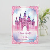 roze grillige prinses sprookjesachtige kasteel ver kaart (Staand voorkant)