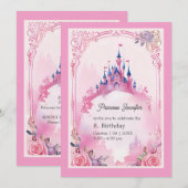 roze grillige prinses sprookjesachtige kasteel ver kaart (Voorkant / Achterkant)