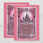 roze grillige prinses sprookjesachtige kasteel ver kaart (Voorkant / Achterkant)