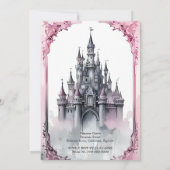 roze grillige prinses sprookjesachtige kasteel ver kaart (Achterkant)