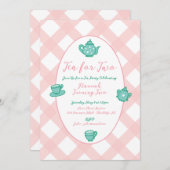 Roze grillige Tea Party Verjaardag Kaart (Voorkant / Achterkant)