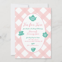 Roze grillige Tea Party Verjaardag Kaart