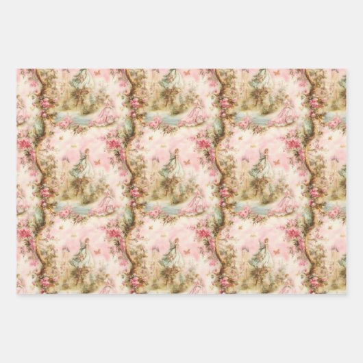 Roze grillige Toile Wrapping Paper Sheets (Voorkant 2)